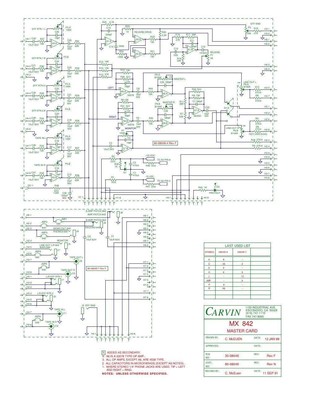 carvin mx 842 master schematic