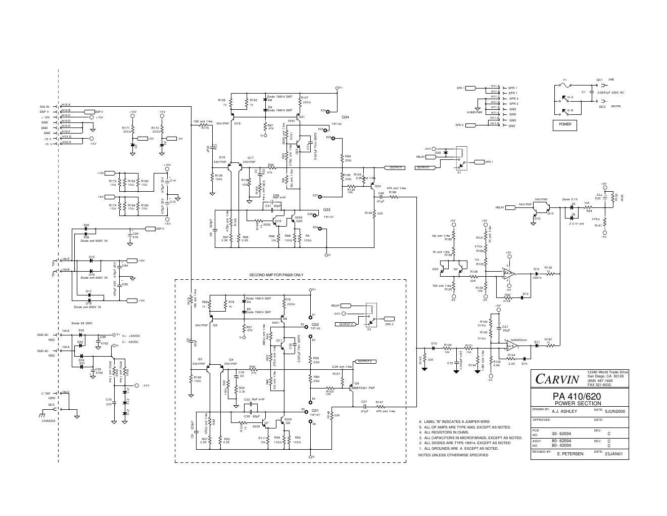 carvin pa 410 pa 620 power amp schematic