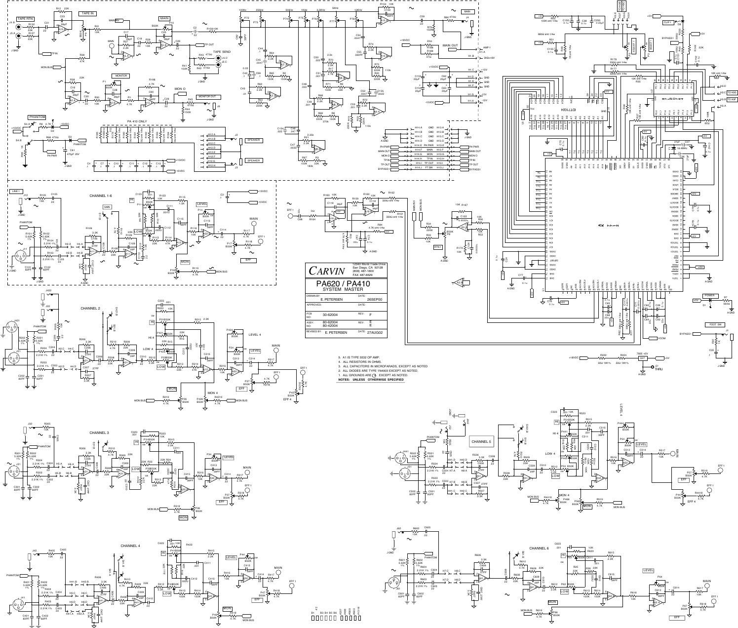 carvin pa 410 pa 620 rev f schematics