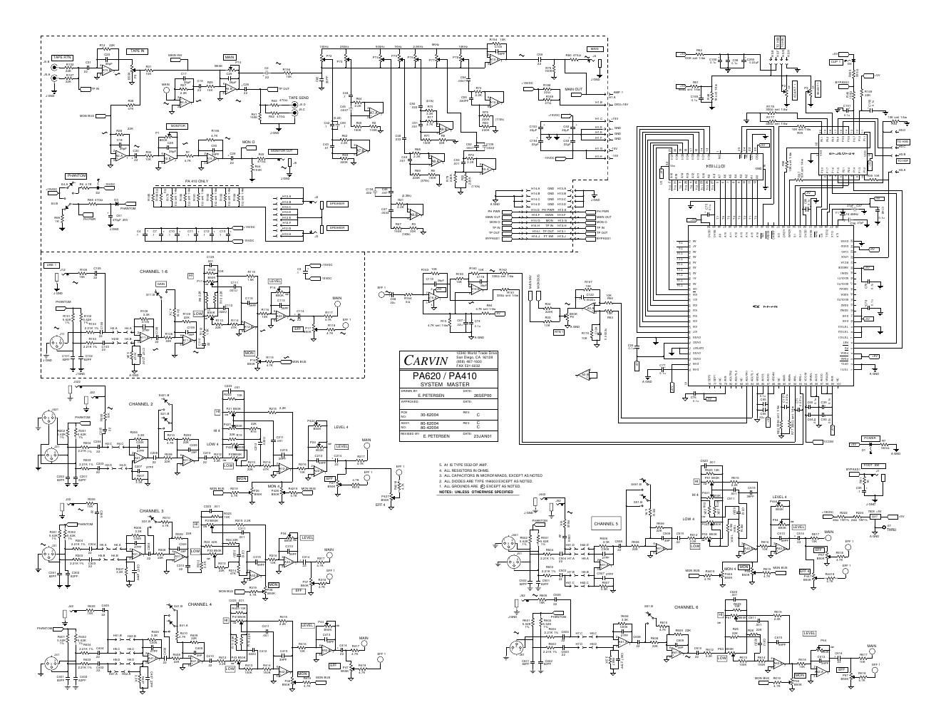 carvin pa 410 pa 620 system master rev c schematic