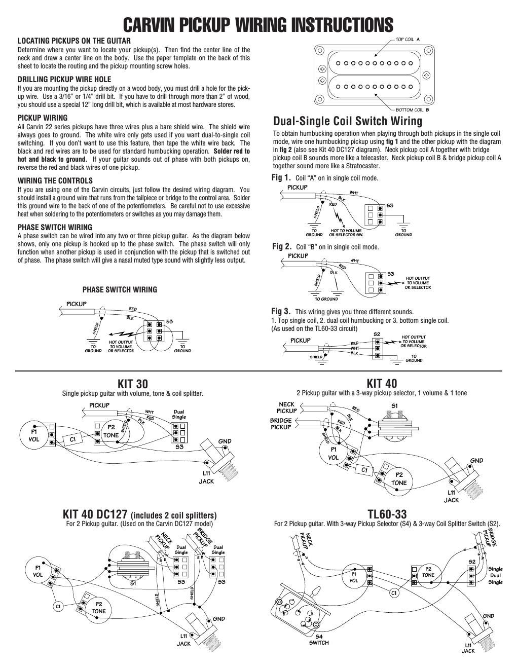 carvin passive pickups wiring diagrams