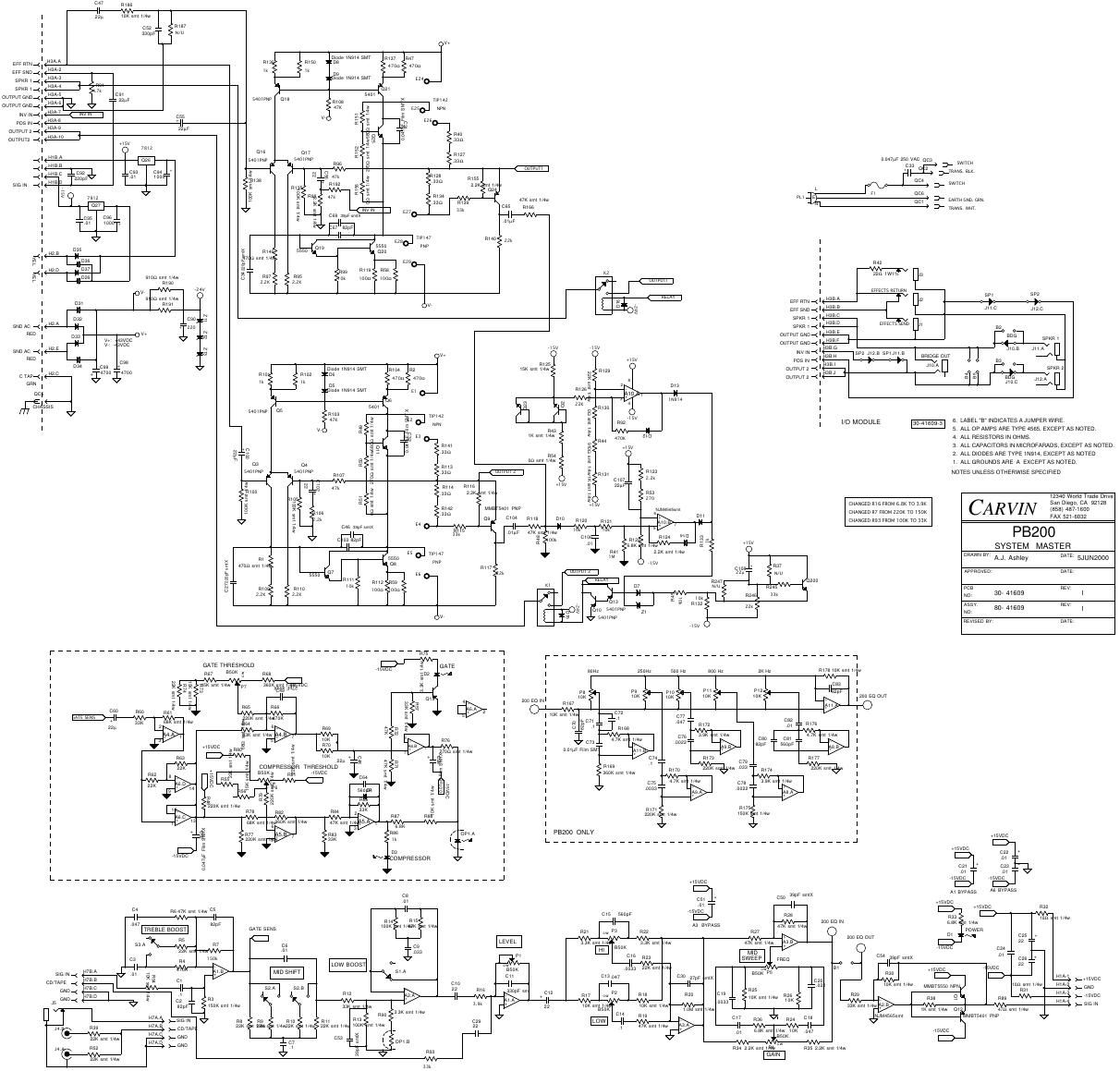 carvin pb 200 bass amp rev i schematic