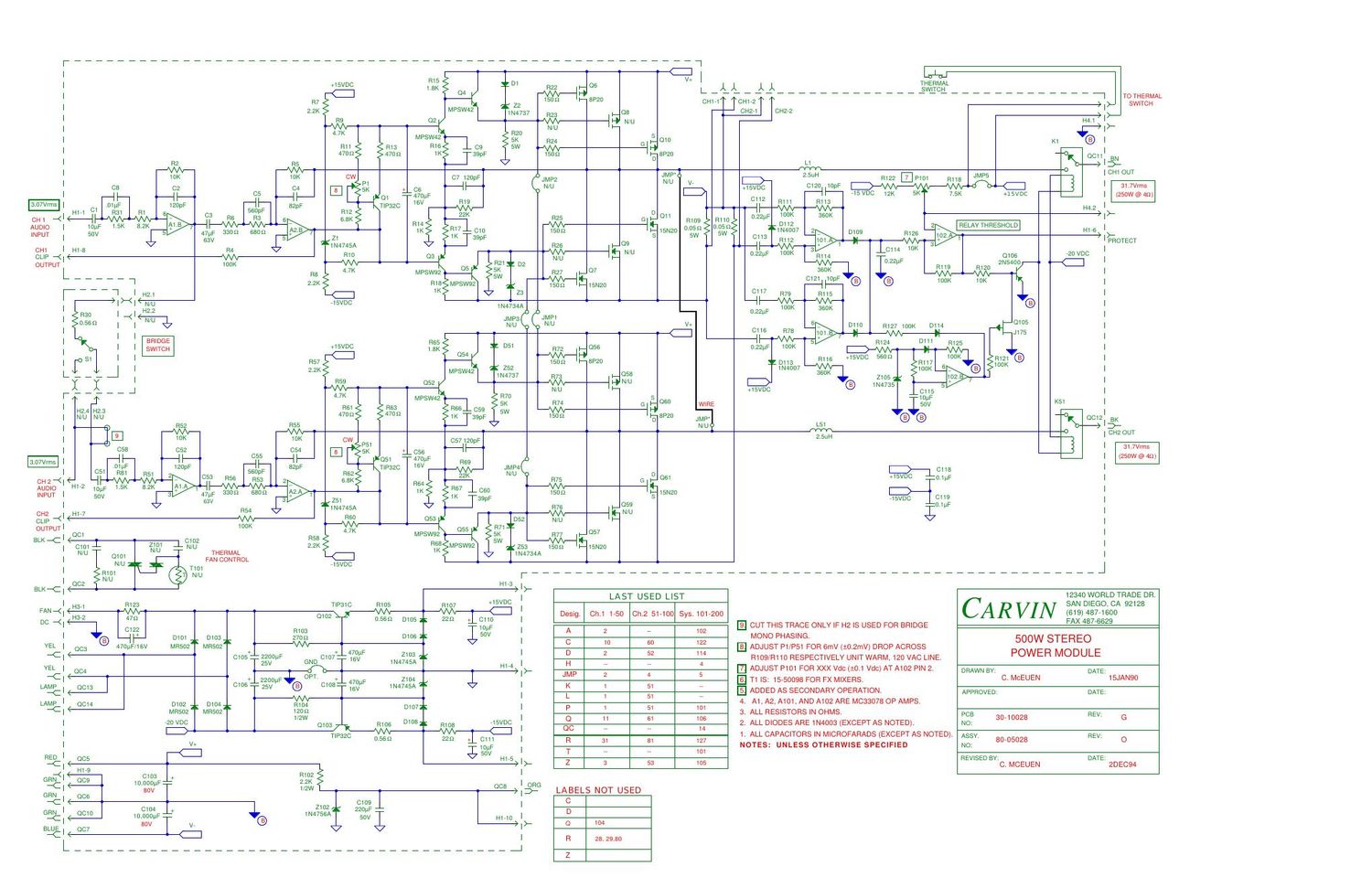 carvin pb 500 schematic