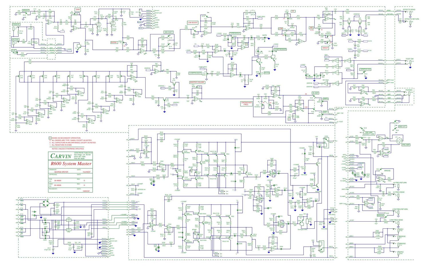 carvin r 600 bass amp r ev g schematic