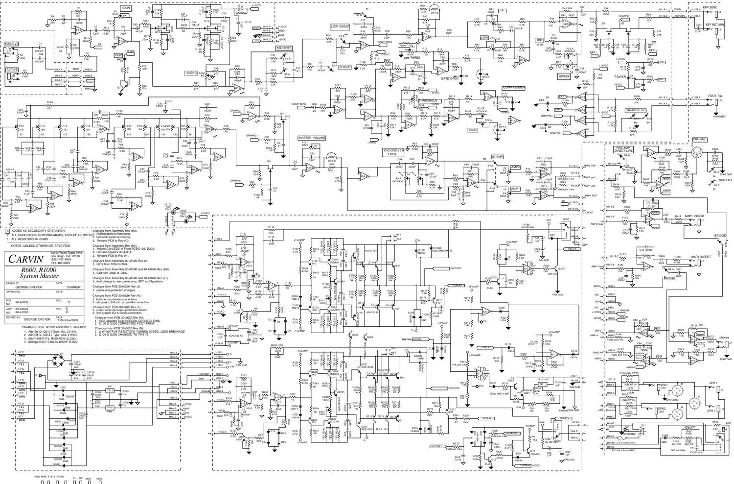 carvin r 600 r 1000 bass amp r ev 0 schematic