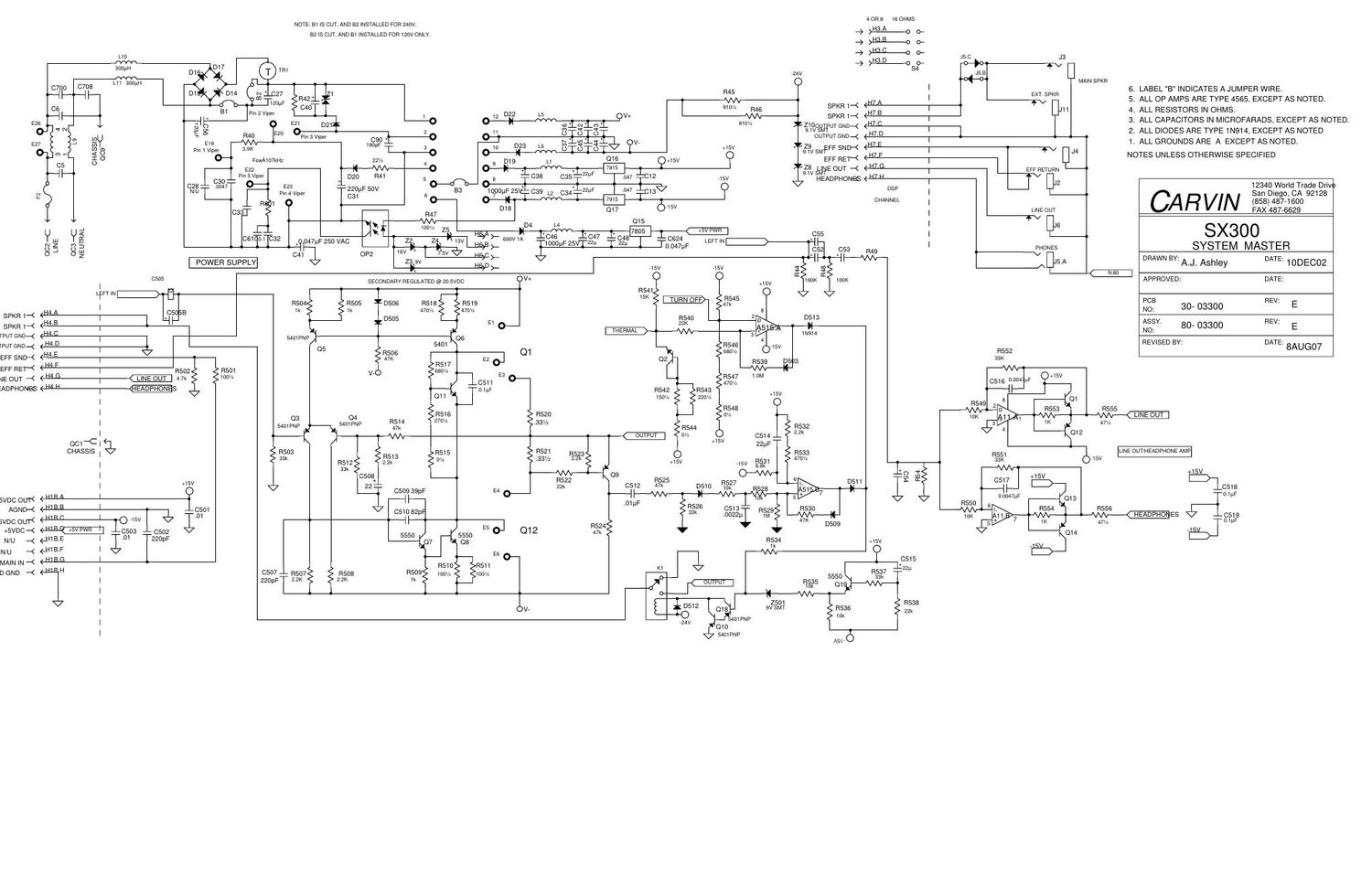carvin sx 300 power amp schematic