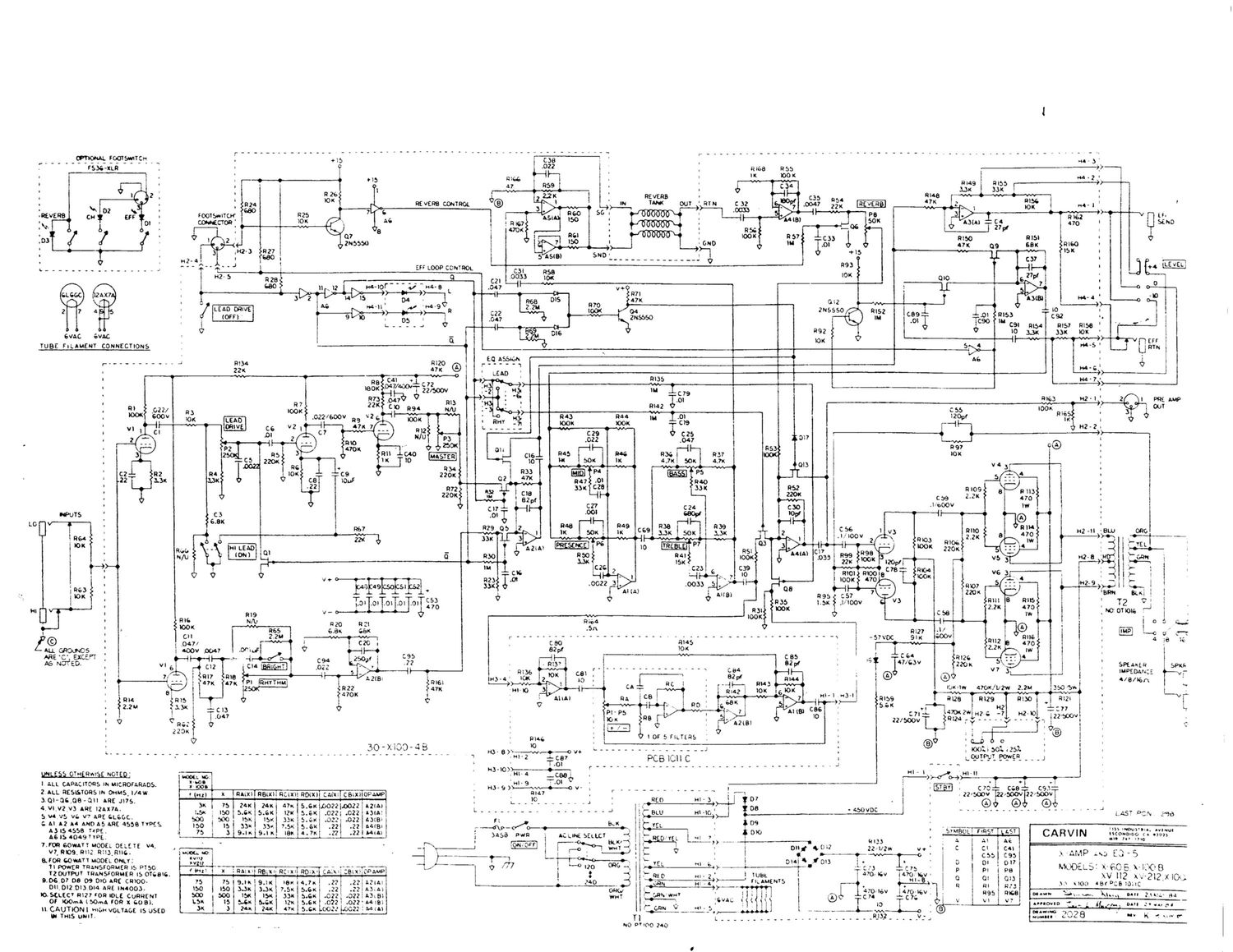 carvin x amp eq 5 x 60b x 100b schematic