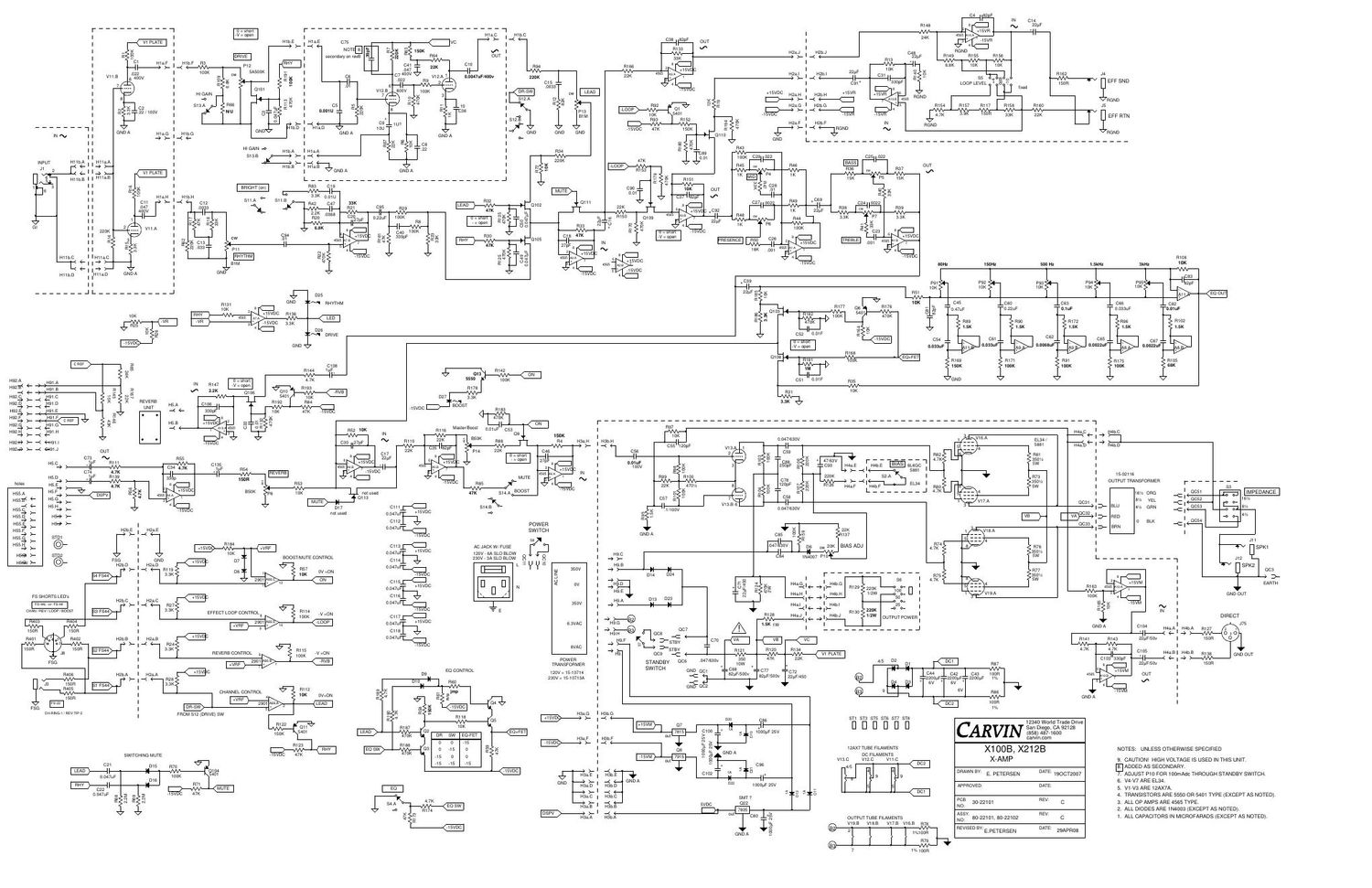 carvin x amp x 100b x212b rev c schematic