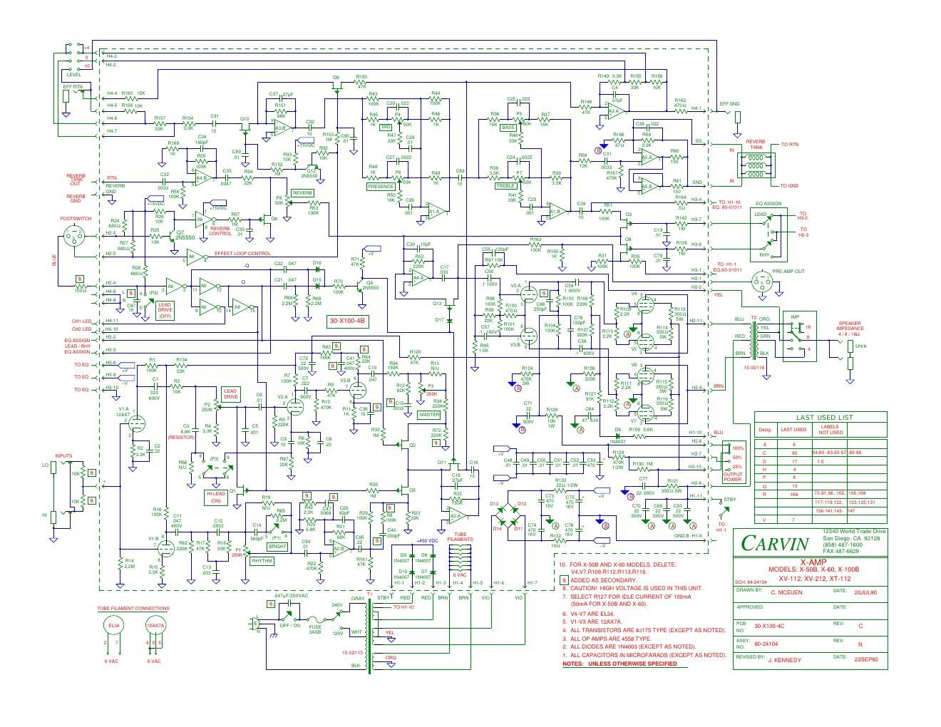 carvin x amp x 50b x 60 x 100b rev n schematic