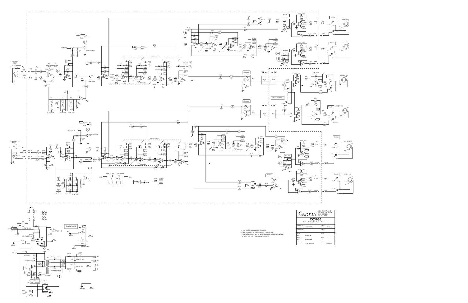 carvin xc 3000 stereo 3 way crossover schematic