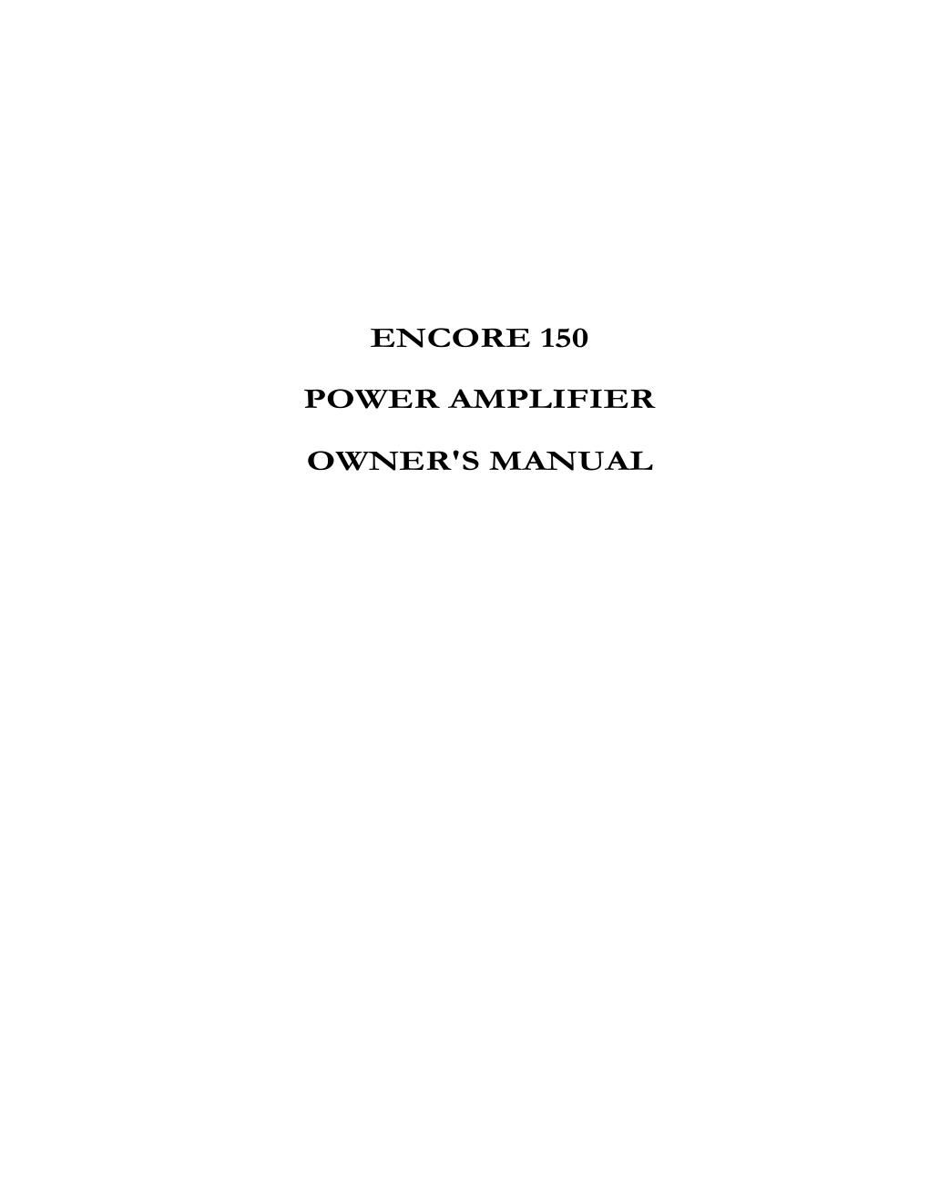 cello encore 150 owners manual
