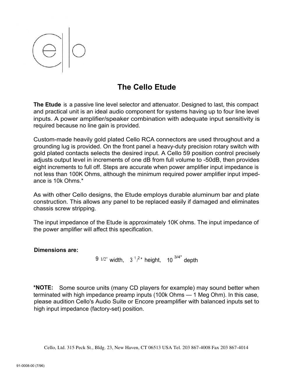 cello etude owners manual