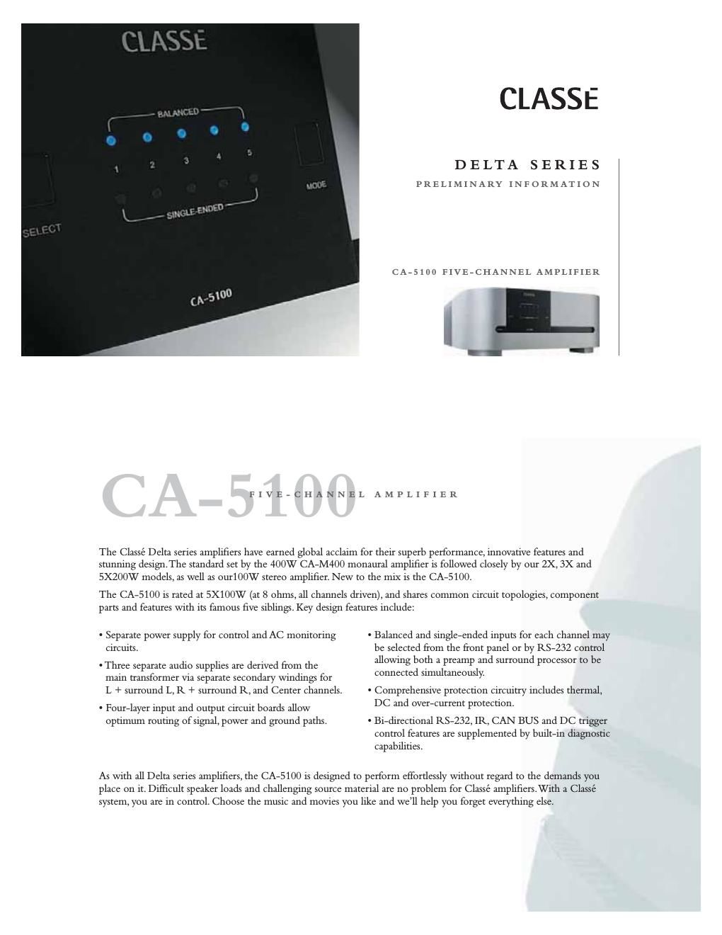 classe audio ca 5100 brochure