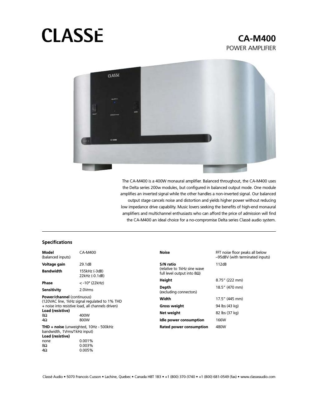 classe audio cam 400 brochure