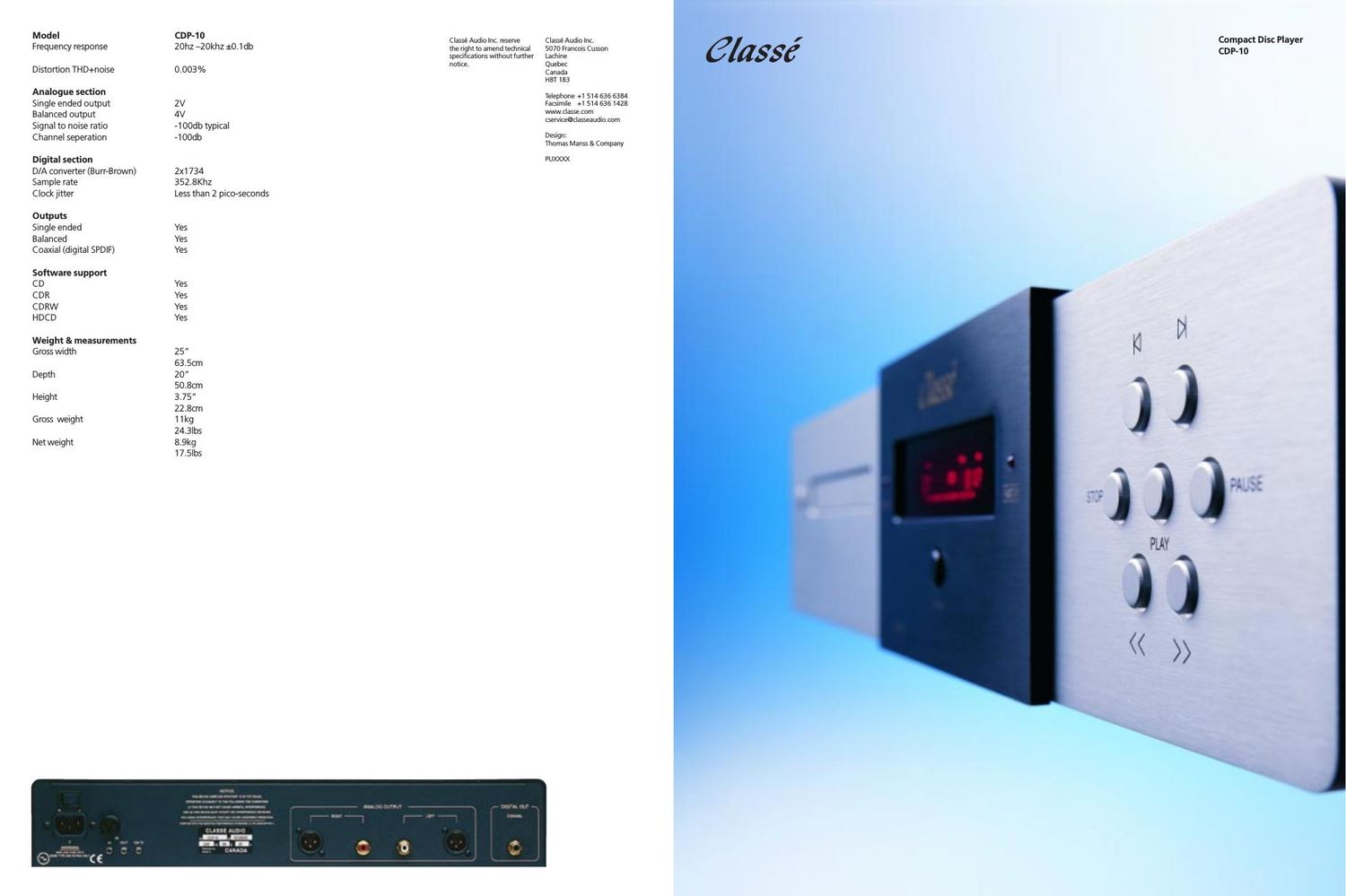 classe audio cdp 10 brochure