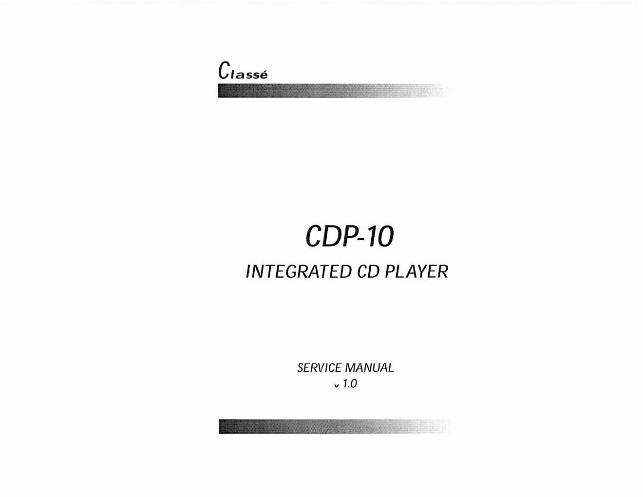 classe audio cdp 10 service manual