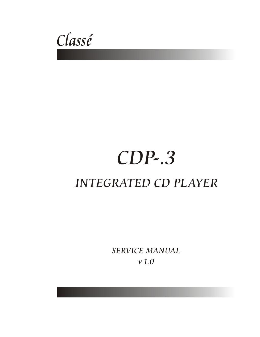 classe audio cdp 3 service manual