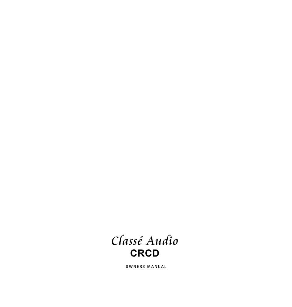 classe audio crcd owners manual