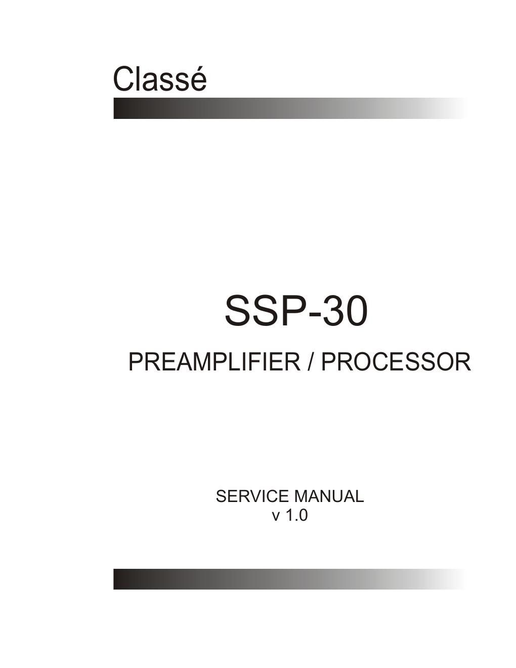 classe audio ssp 30 service manual