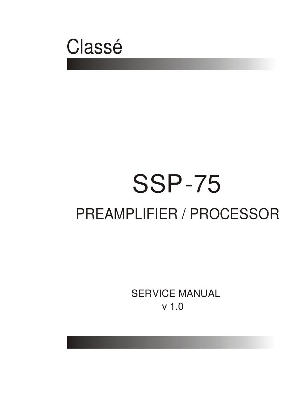 classe audio ssp 75 service