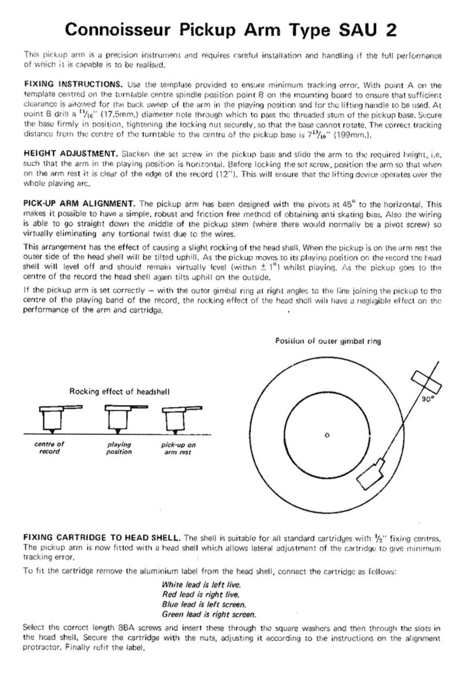 Connoisseur SAU 2 Owners Manual