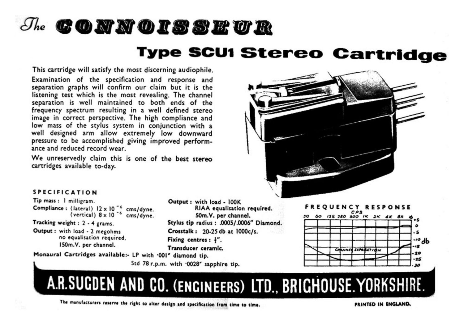 Connoisseur SCU 1 Owners Manual