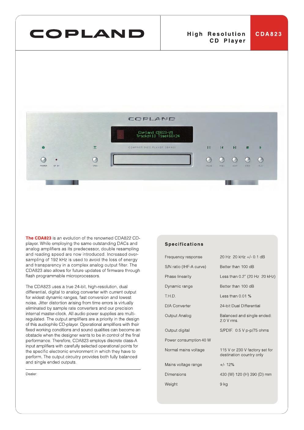 copland cda 823 brochure