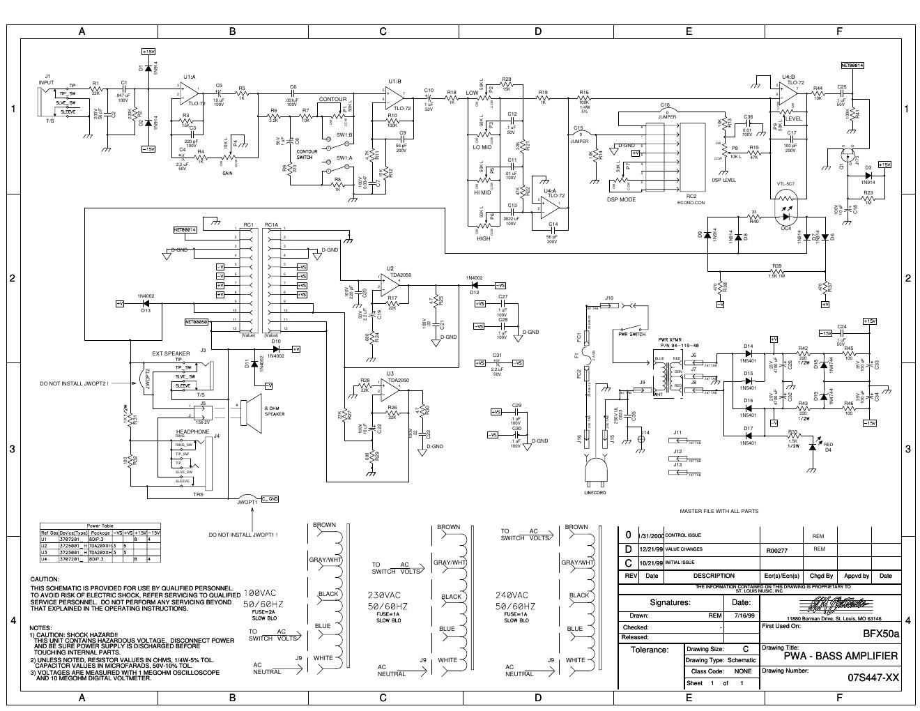 Crate BFX 50a 07S447 Schematic