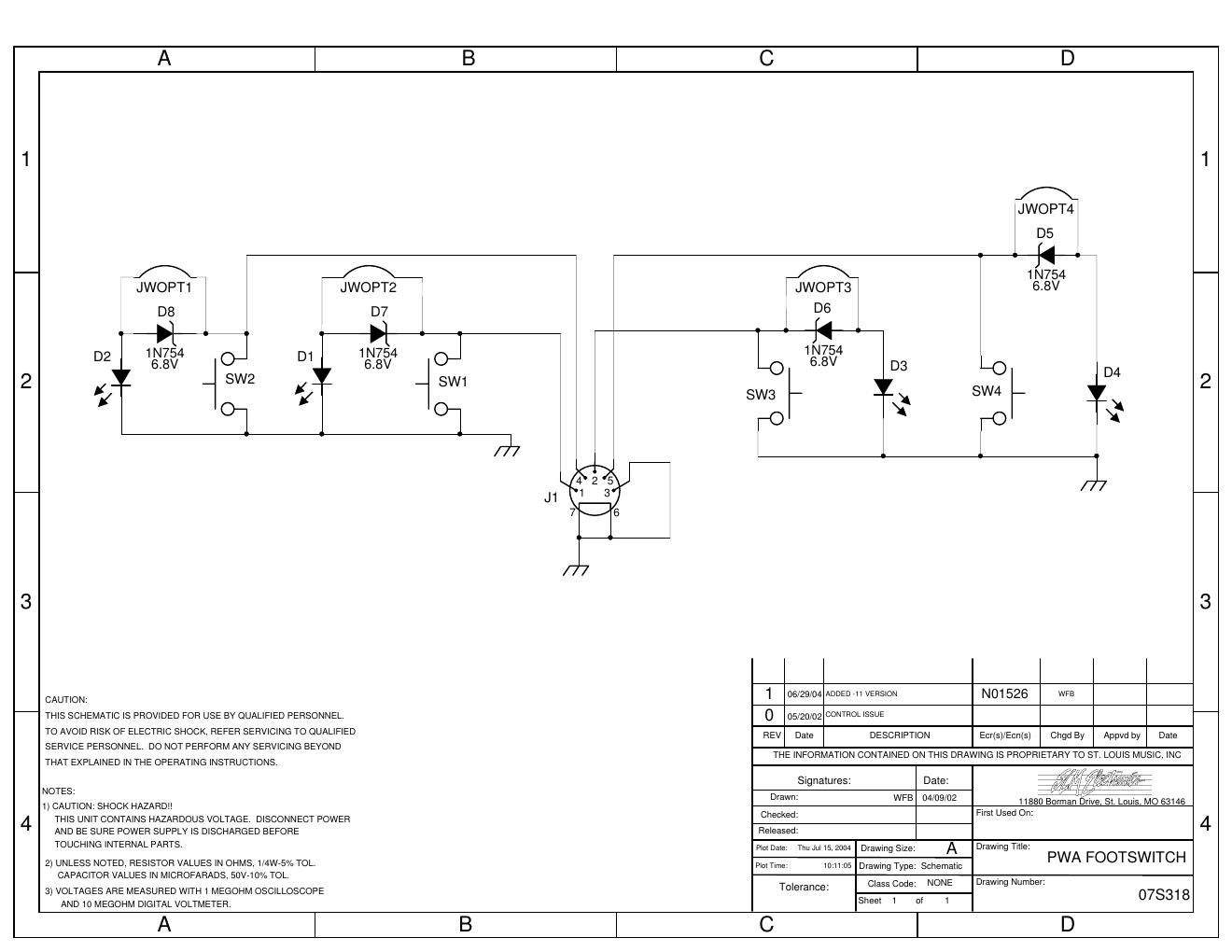 Crate BV Footswitch 07S318 Schematic