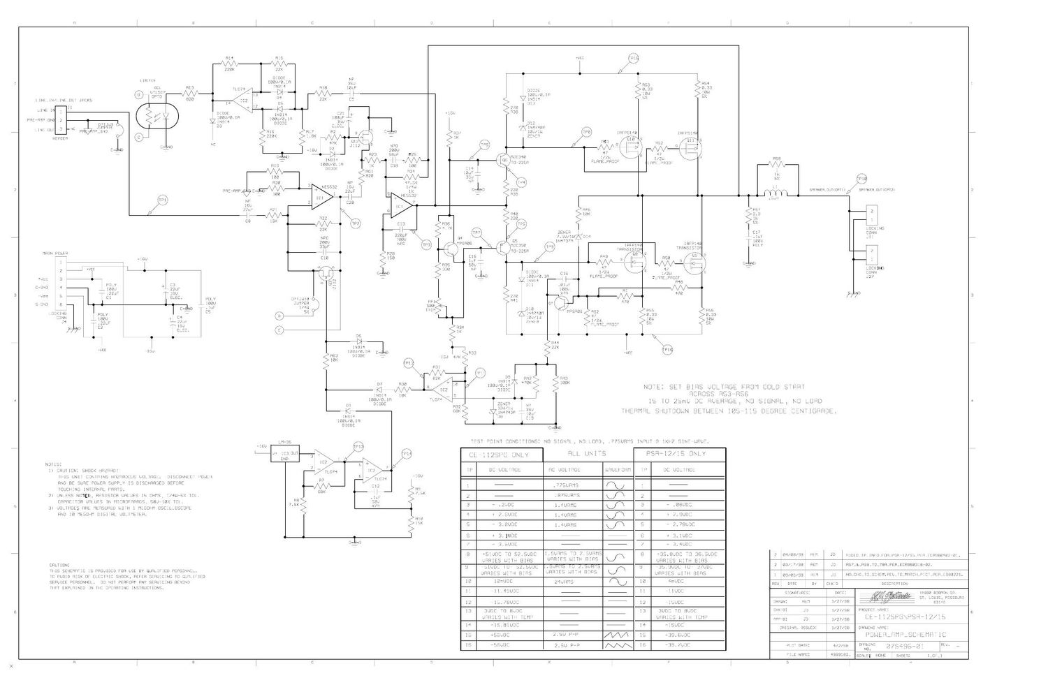 Crate CE 112SPG PSR 12 15 Power Amp 07S495 Schematic