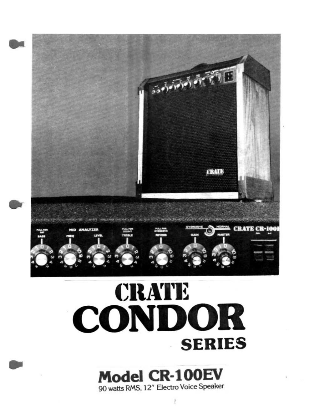 Crate CR 60 CR 100EV Condor Series Schematics