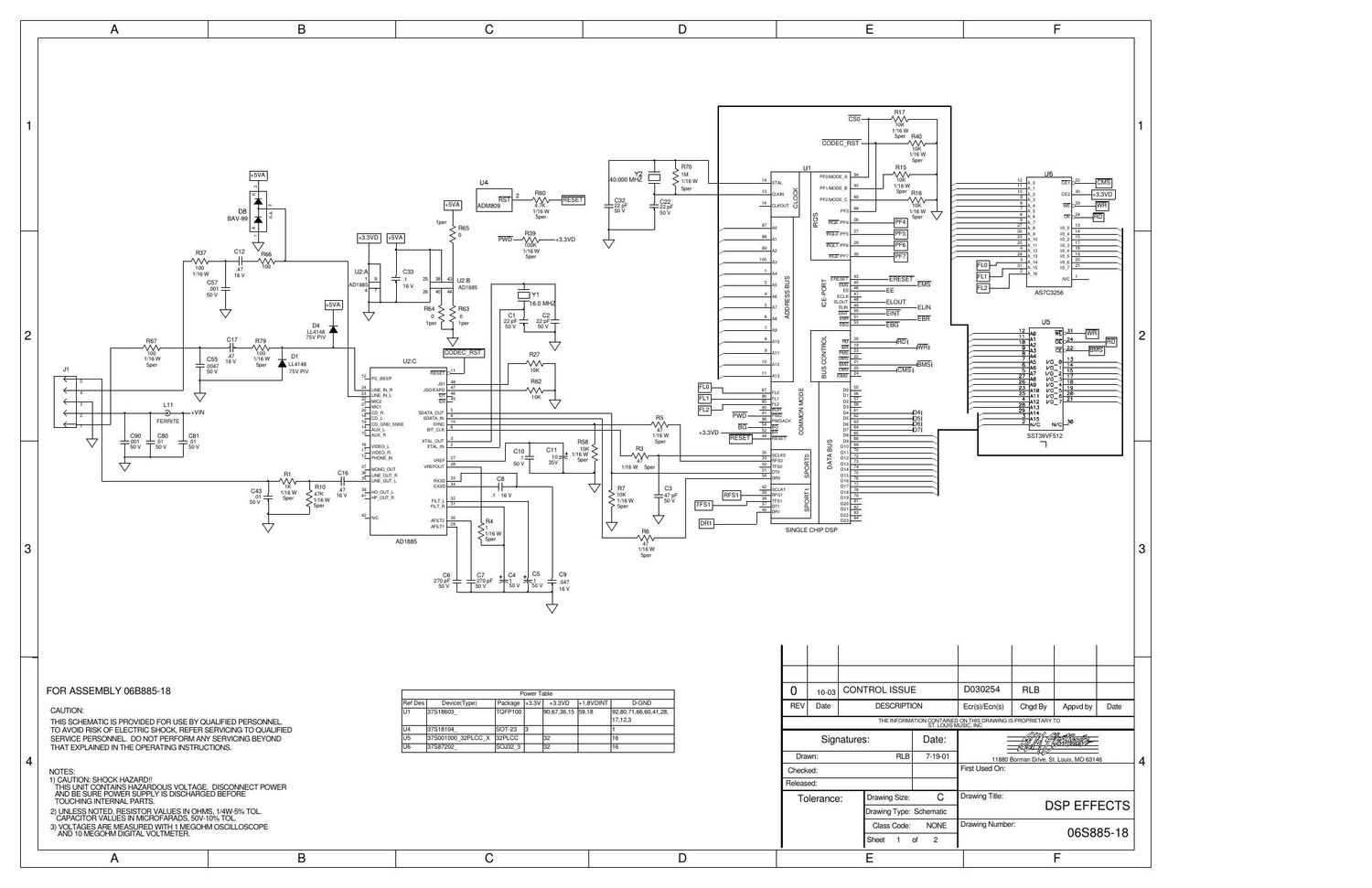 Crate DSP Amp Effects 06S885 Rev 0 Schematic