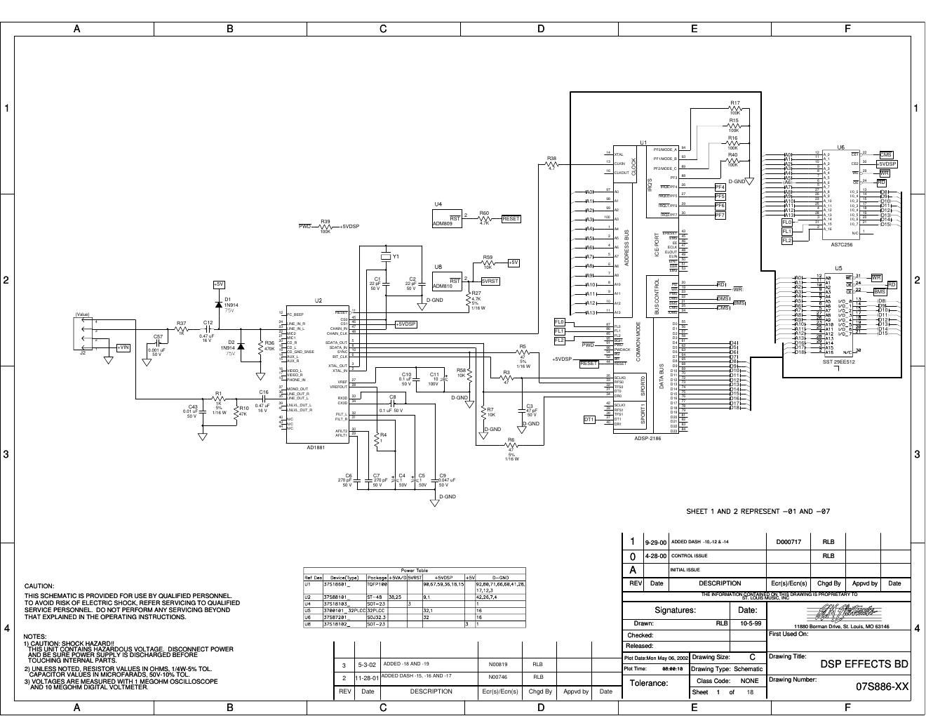 Crate DSP Amp Effects 07S886 Schematics