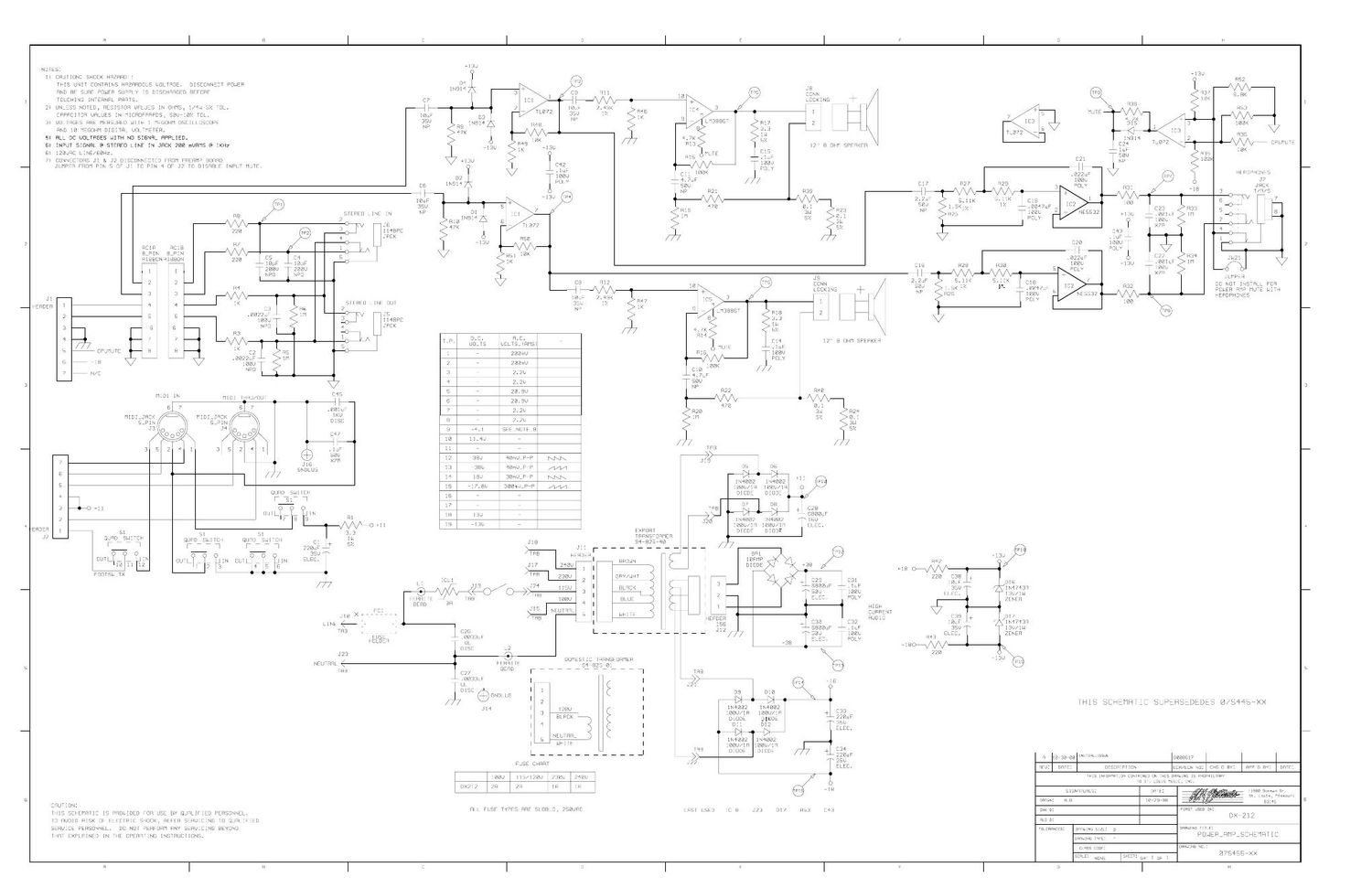 Crate DX 212 Power Amp 07S455 Schematic