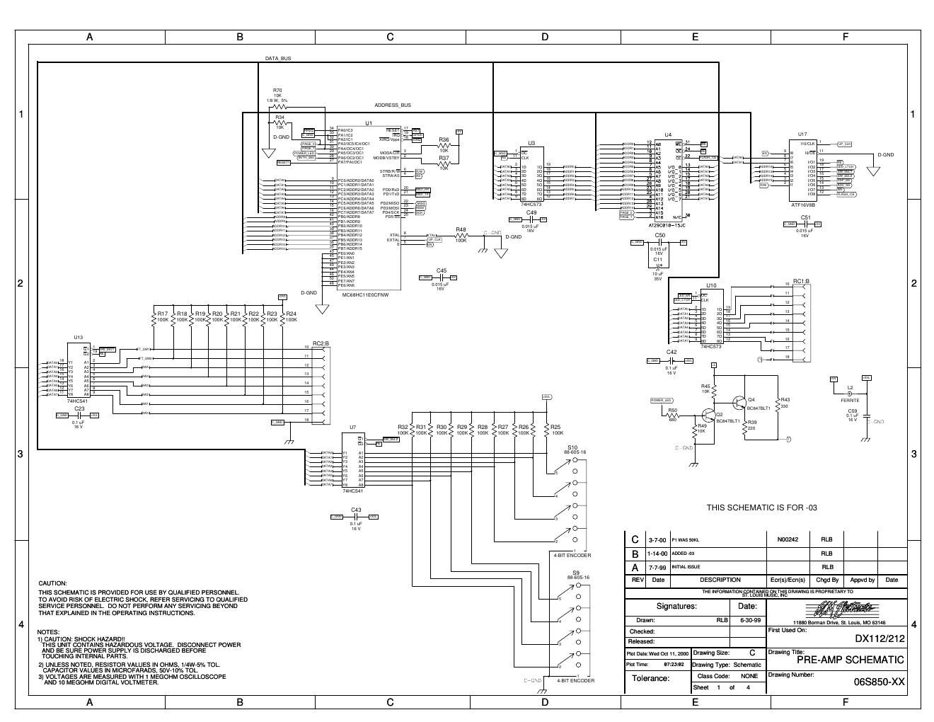 Crate DX 212 Preamp 06S850 Schematics
