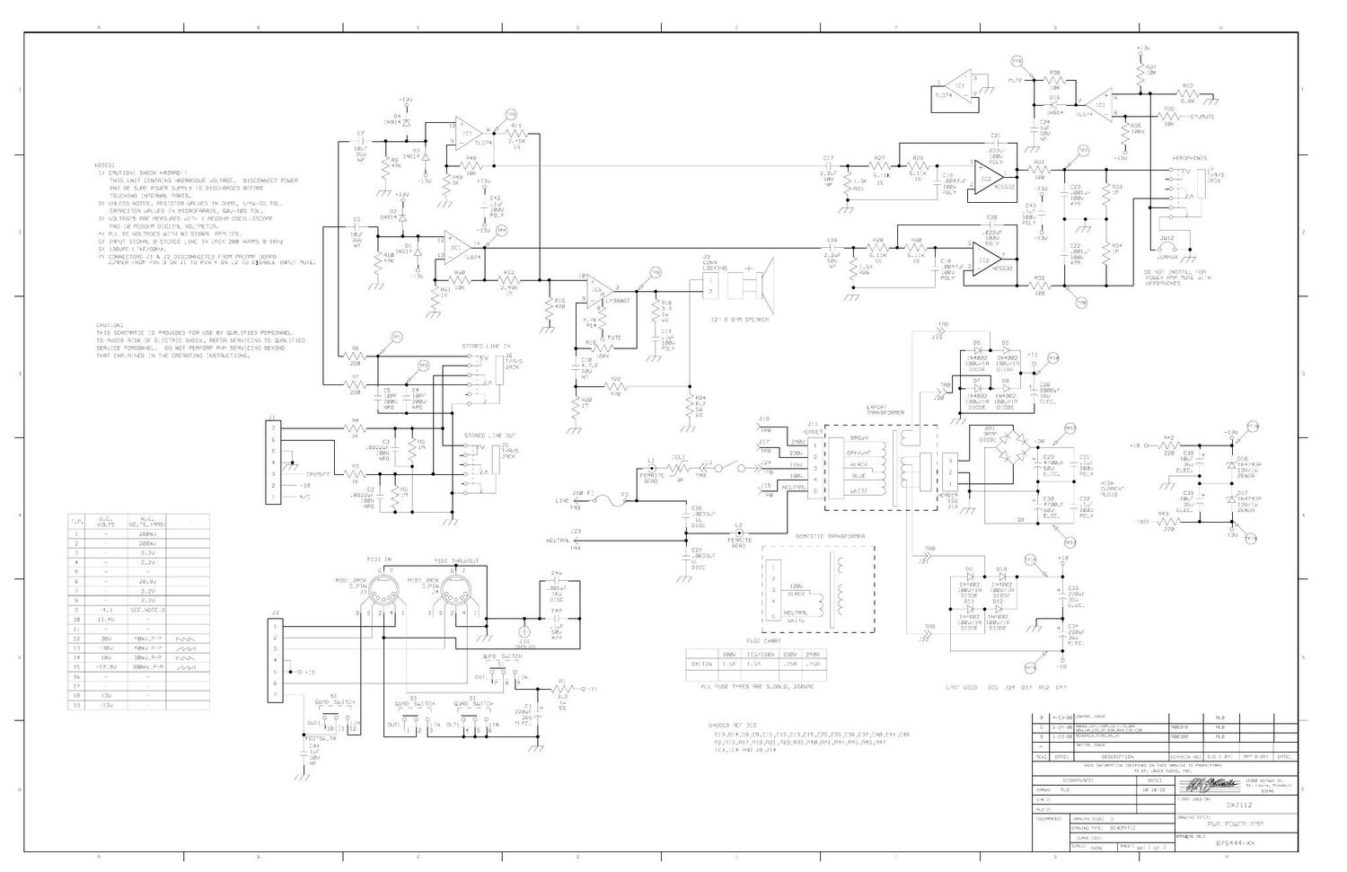 Crate DXJ212 Power Amp 07S444 Schematic