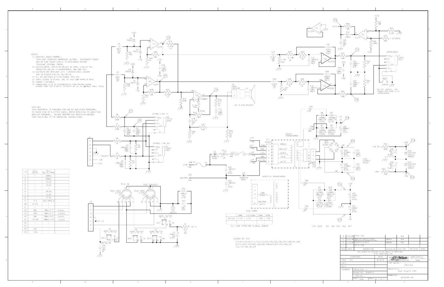 Crate DXJ212 Power Amp 07S444 Schematic