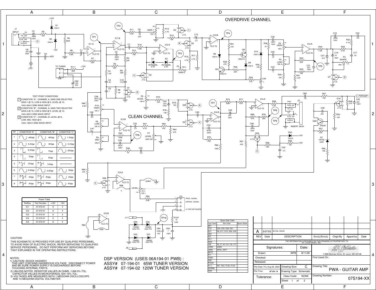 Crate FXT 65 FXT 120 07S194 Schematics