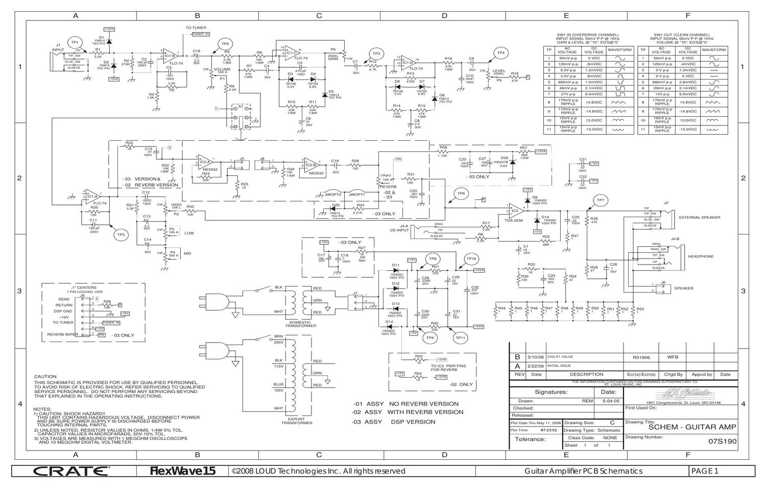 Crate Flexwave 15 07S190 Schematic