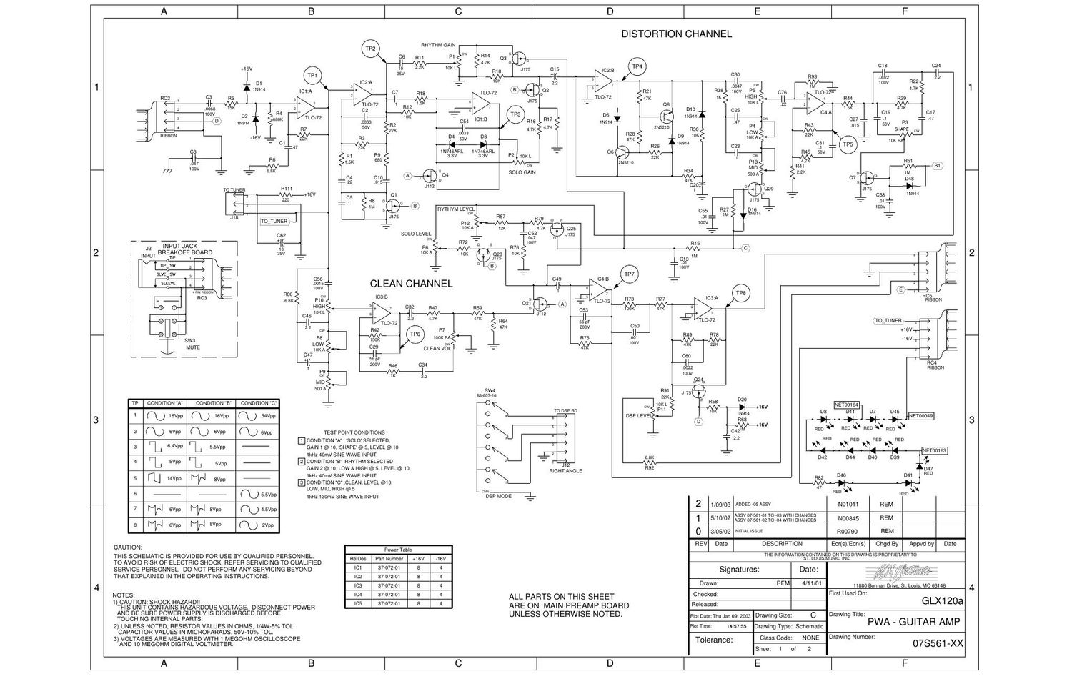 Crate GLX 65 GLX 120a 07S561 Schematics