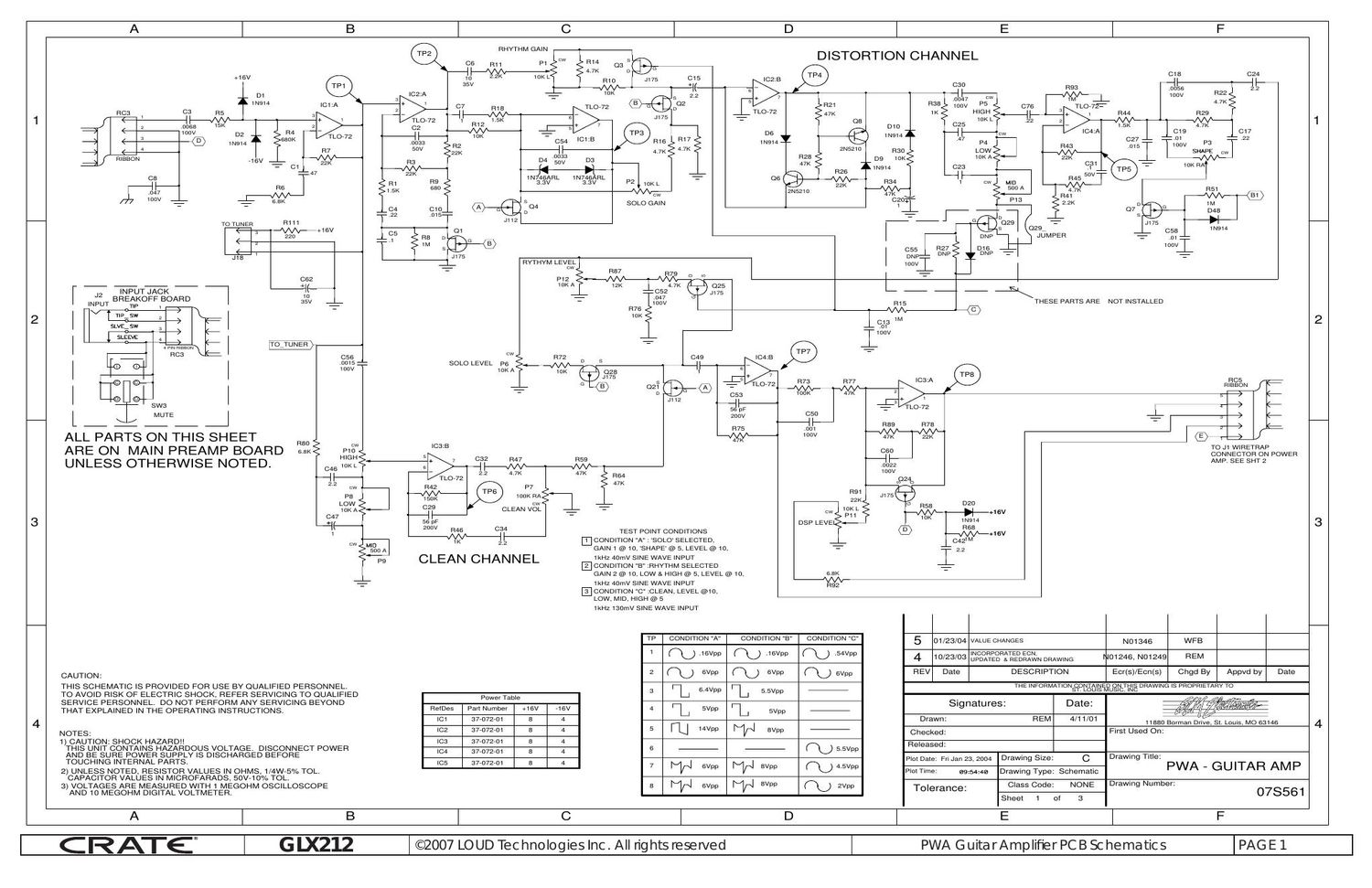 Crate GLX212 07S561 Schematics