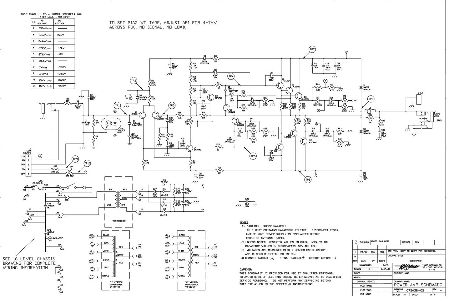 Crate GX 2200H Excaliber Power Amp 07S438 Schematic