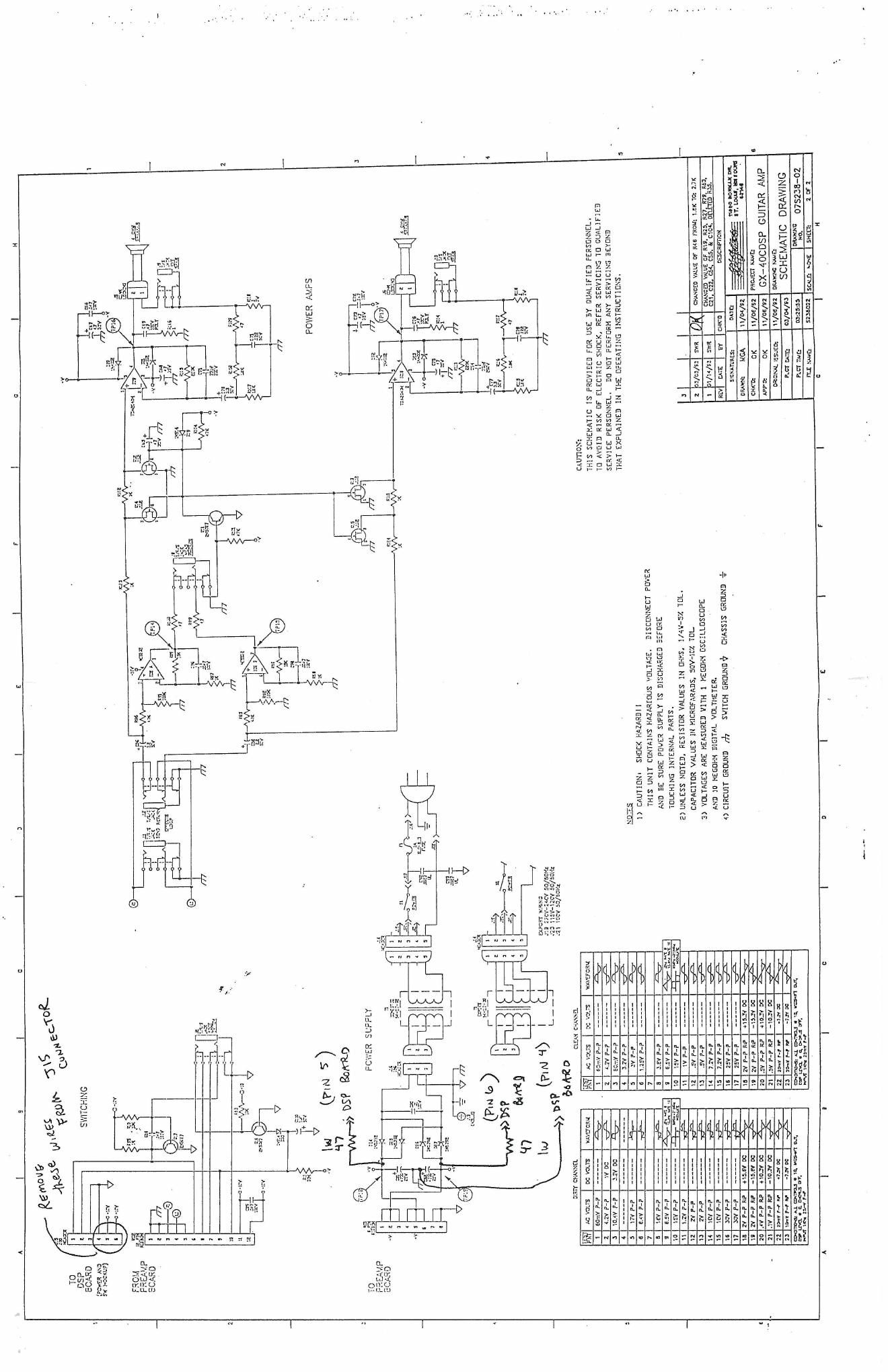 Crate GX 40CDSP 07S238 Power Amp Schematic