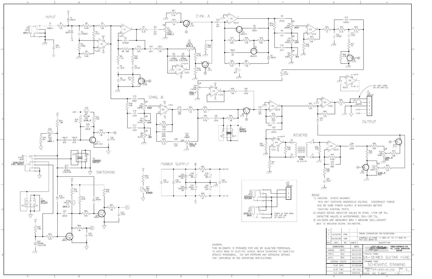 Crate GX 600H 07S422 Schematics