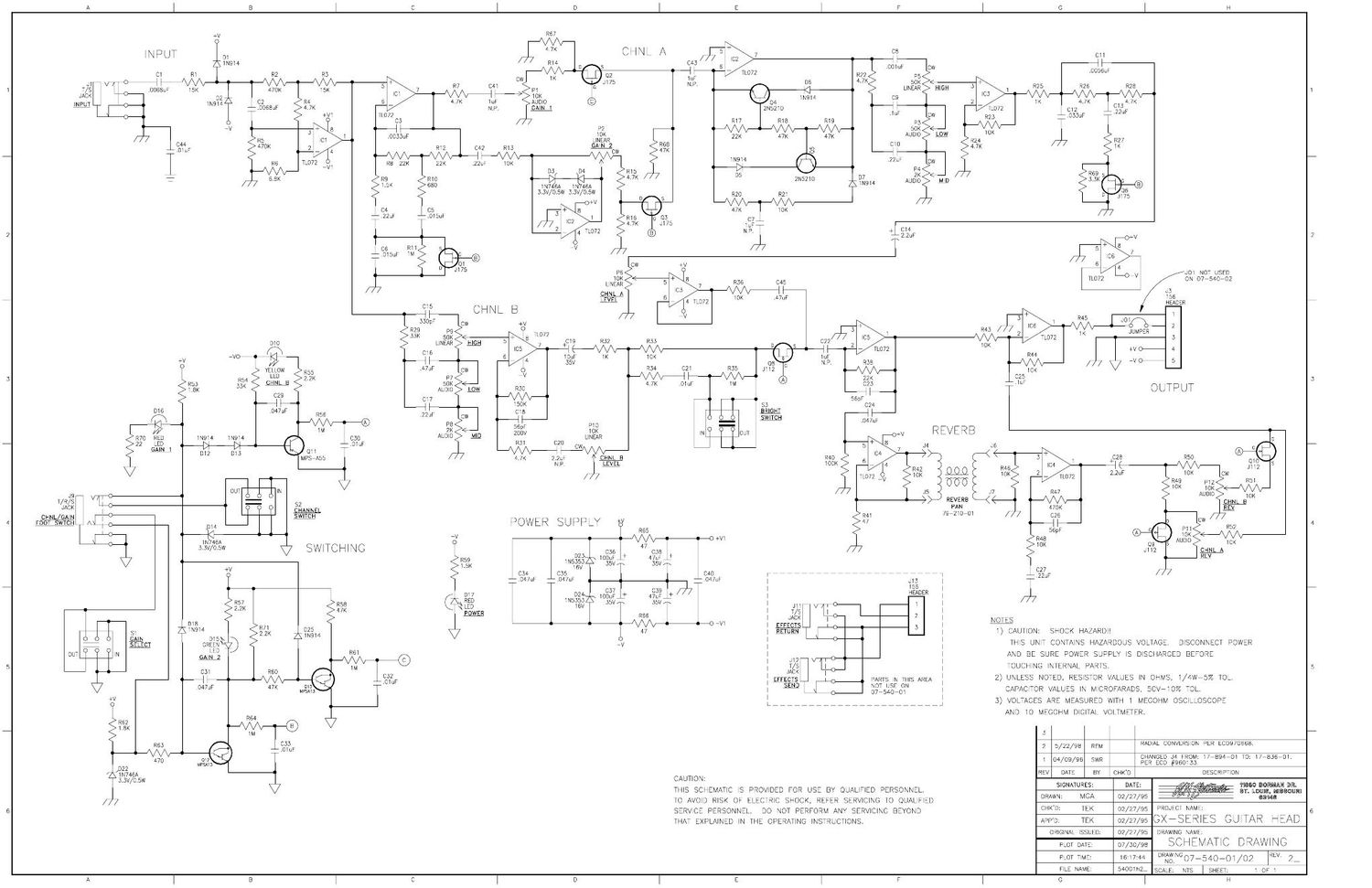 Crate GX 600H 07S422 Schematics