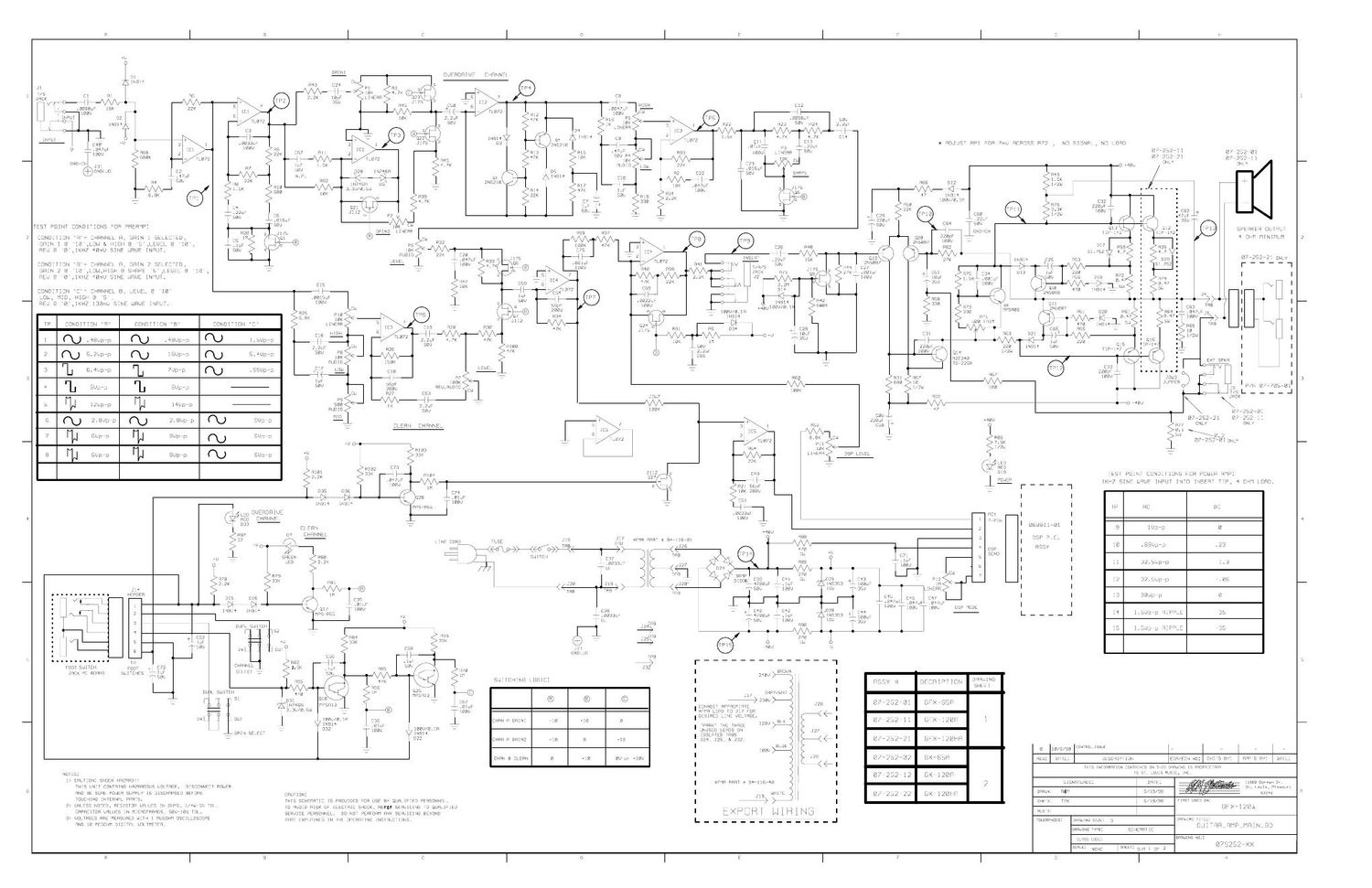 Crate GX 65A 120A GFX 65A 120A 07S252 Rev 1 Schematics