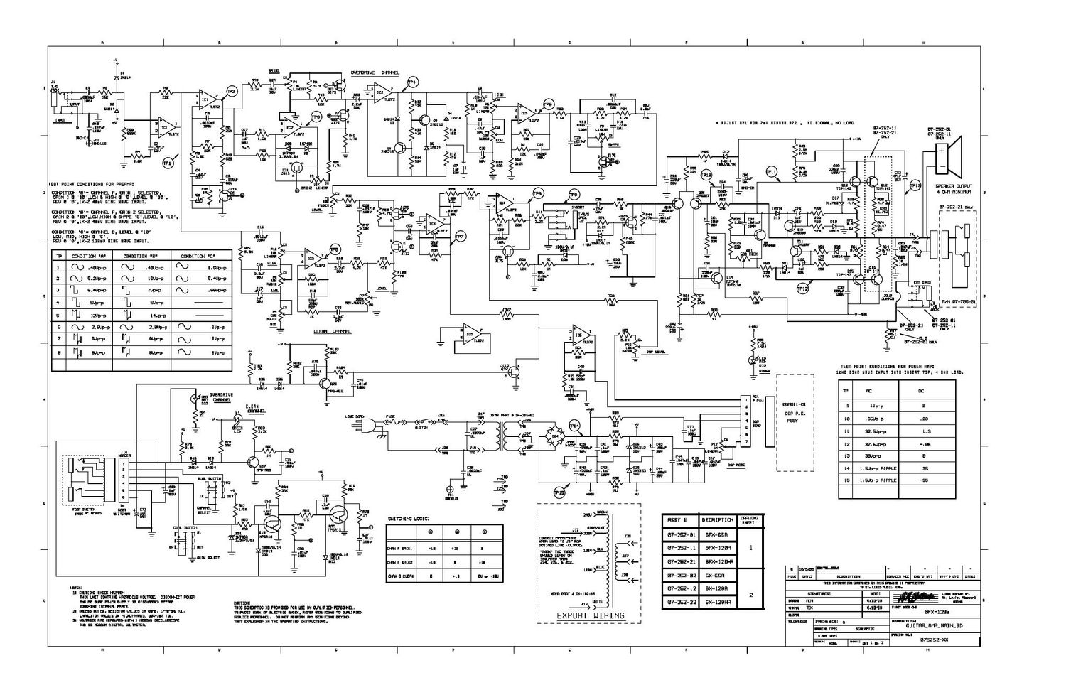 Crate GX 65A 120A GFX 65A 120A 07S252 Schematics