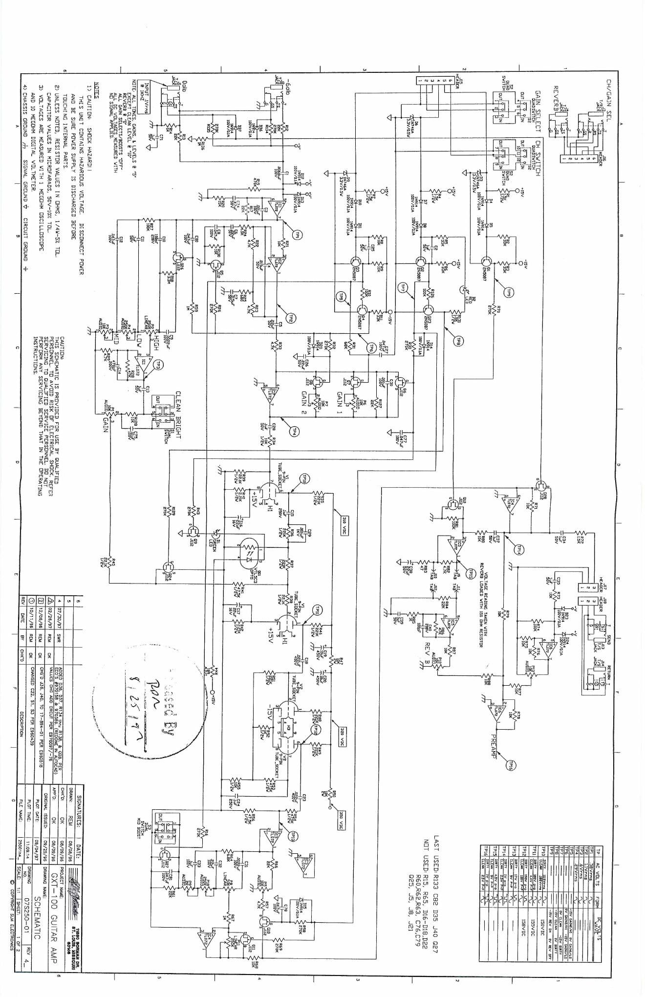 Crate GXT 100 07S250 Schematics