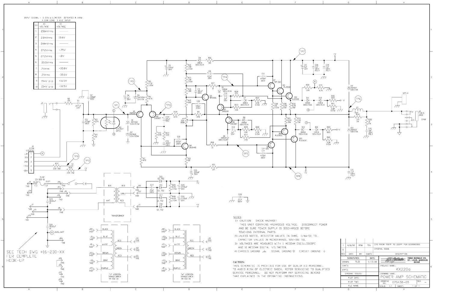 Crate KX 220a Power Amp 07S438 Schematic