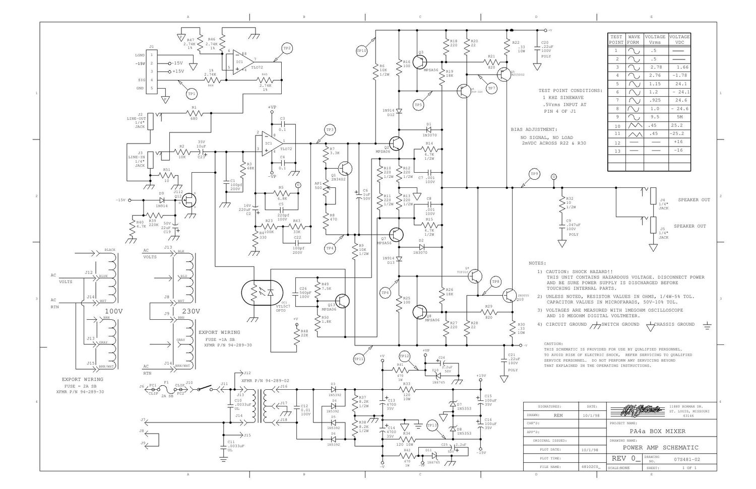 Crate PA 4a 07S481 Schematics